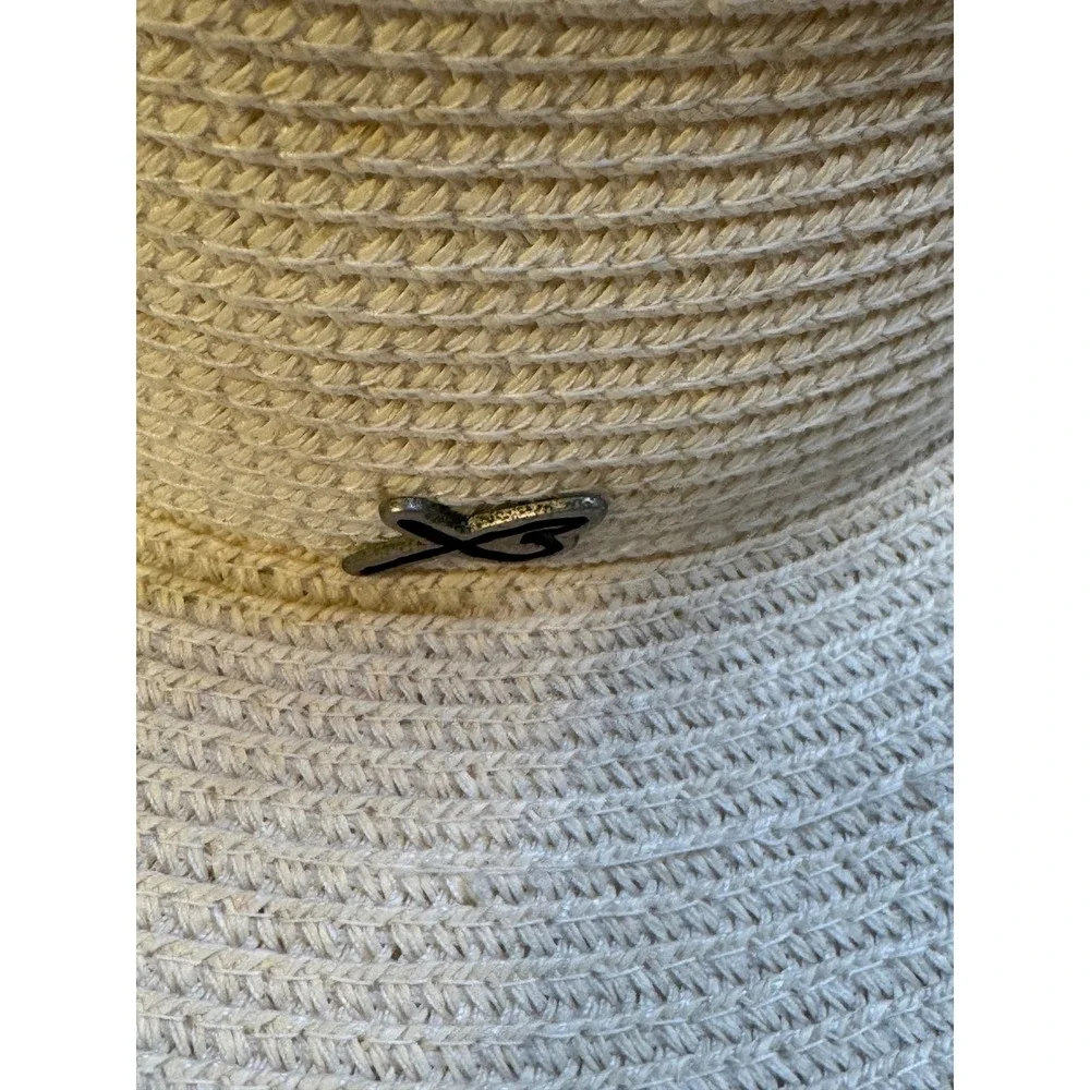 Betmar New York Cream Woven Paper Straw Sun Hat Wide Brim Summer Beach Style 160